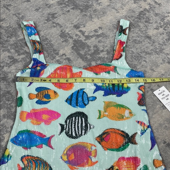 New Show Me Your Mumu Lets Go Mini Dress Rainbow Reef Sequin Fish Sz M - Picture 9 of 16